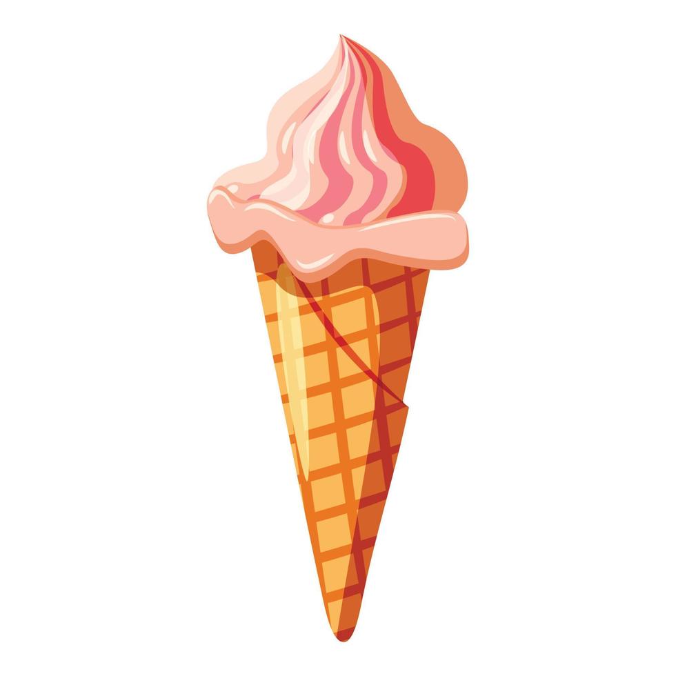 roze ijs room in wafel ijshoorntje icoon vector