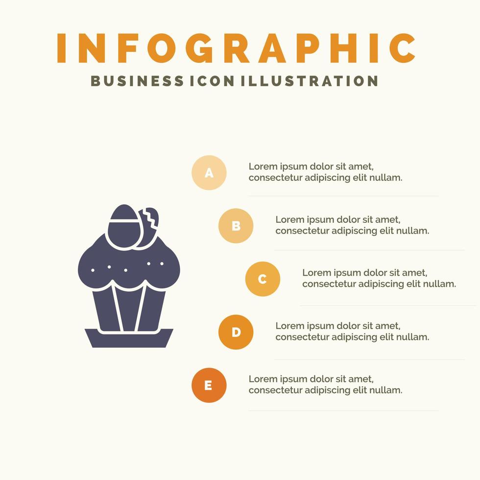 ei taart kop voedsel Pasen solide icoon infographics 5 stappen presentatie achtergrond vector