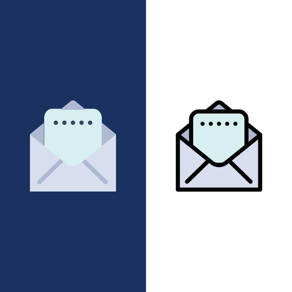 document mail pictogrammen vlak en lijn gevulde icoon reeks vector blauw achtergrond