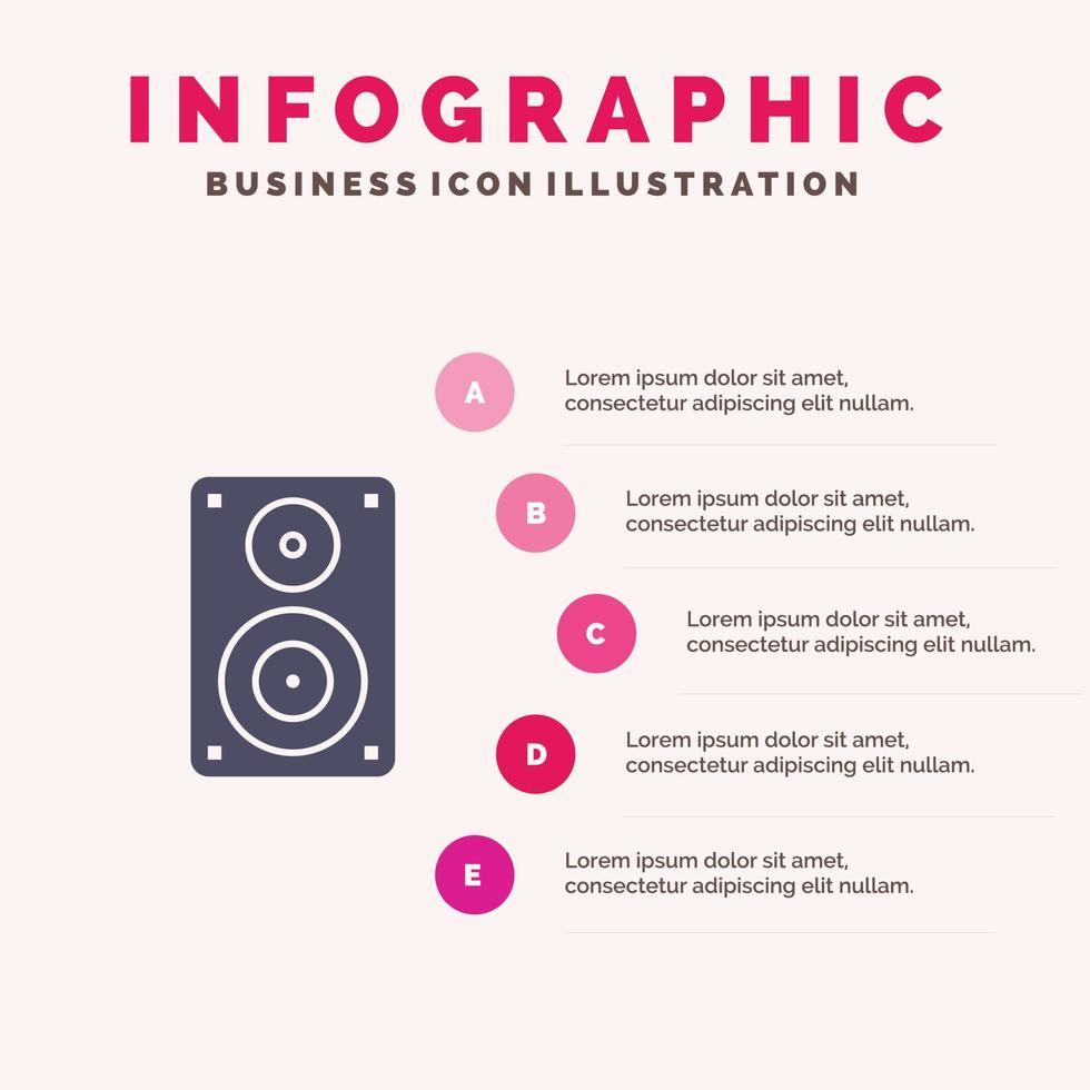 audio Wifi luidspreker toezicht houden op professioneel solide icoon infographics 5 stappen presentatie achtergrond vector