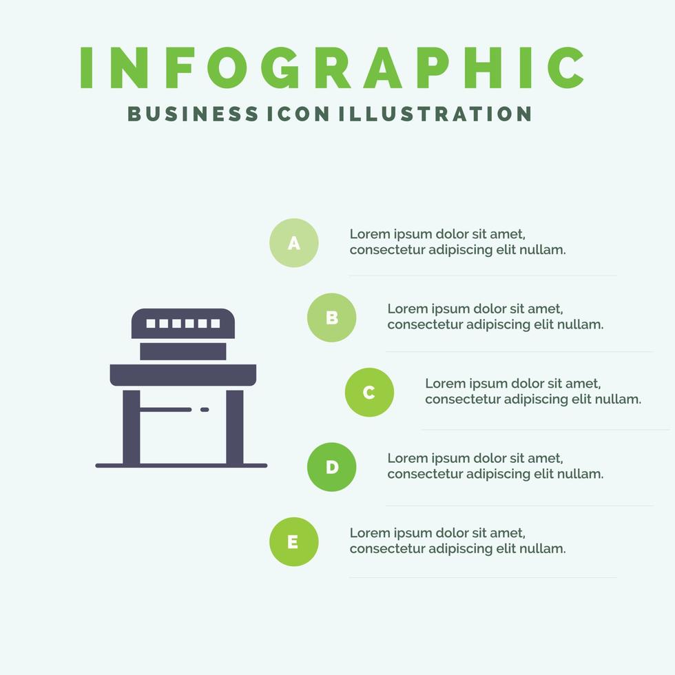 bureau leerling stoel school- infographics presentatie sjabloon 5 stappen presentatie vector