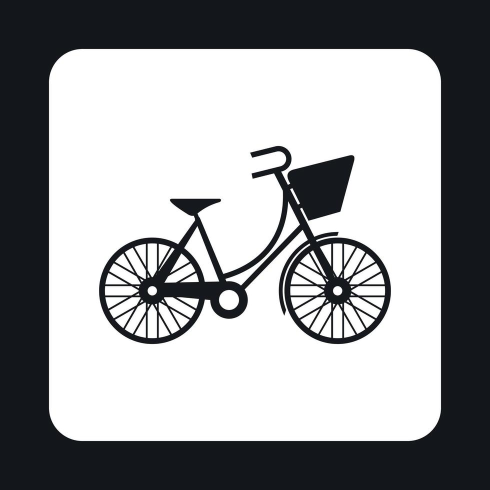 fiets met voorkant zak icoon, gemakkelijk stijl vector
