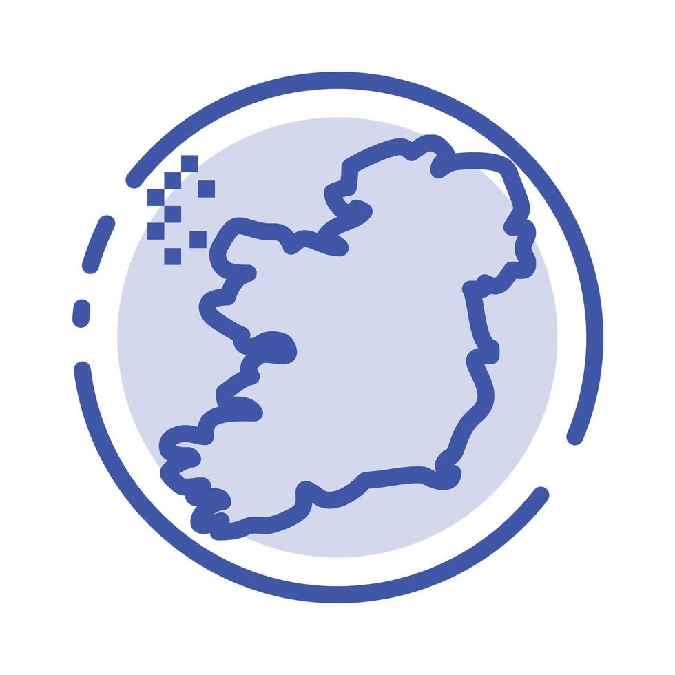 wereld kaart Ierland blauw stippel lijn lijn icoon vector