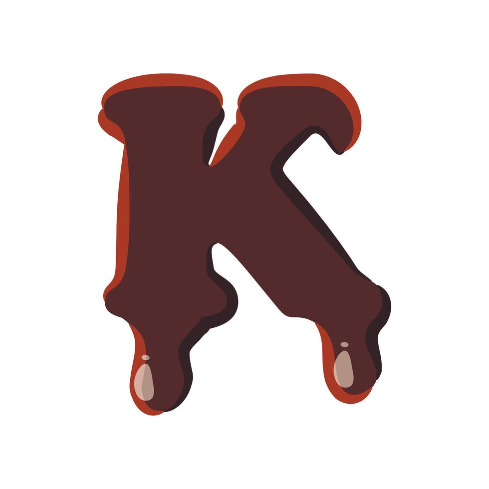 brief k van Latijns alfabet gemaakt van chocola vector