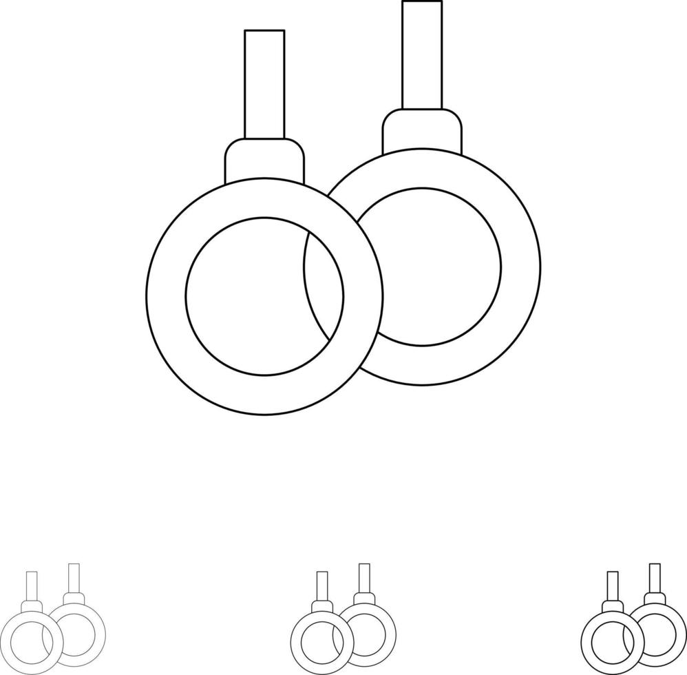 atletisch ring sport gezondheidszorg stoutmoedig en dun zwart lijn icoon reeks vector