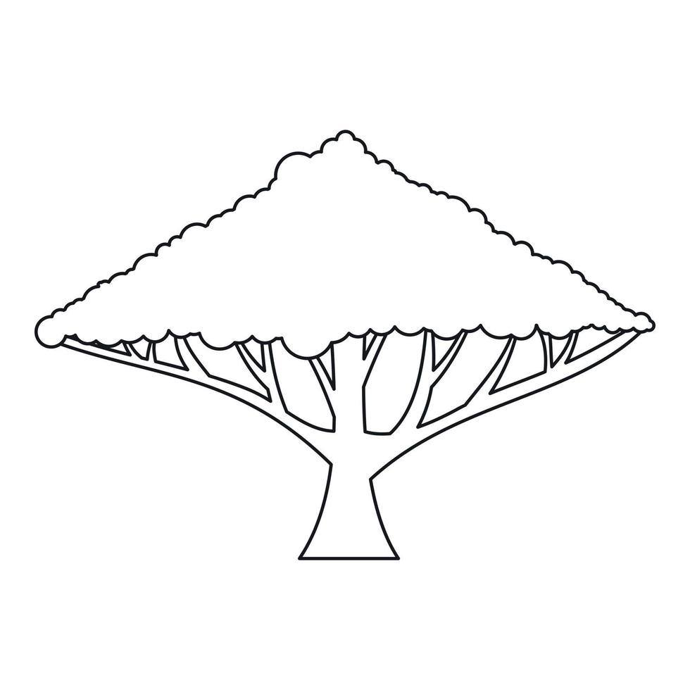 boom met een verspreiden kroon icoon, schets stijl vector