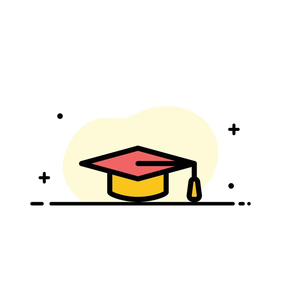 academisch onderwijs diploma uitreiking hoed bedrijf vlak lijn gevulde icoon vector banier sjabloon