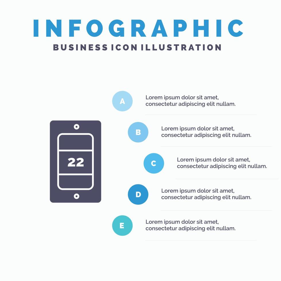 mobiel zon temperatuur solide icoon infographics 5 stappen presentatie achtergrond vector