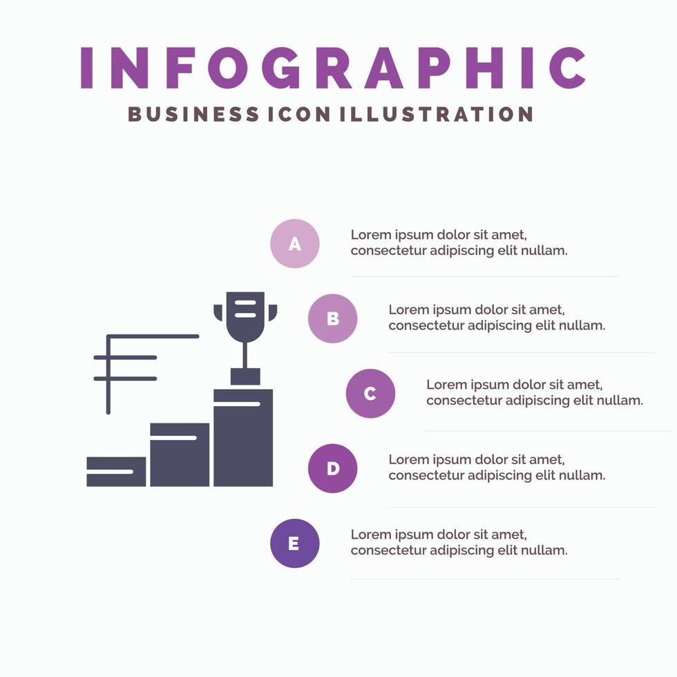 prestaties prijs trofee trofee kop solide icoon infographics 5 stappen presentatie achtergrond vector