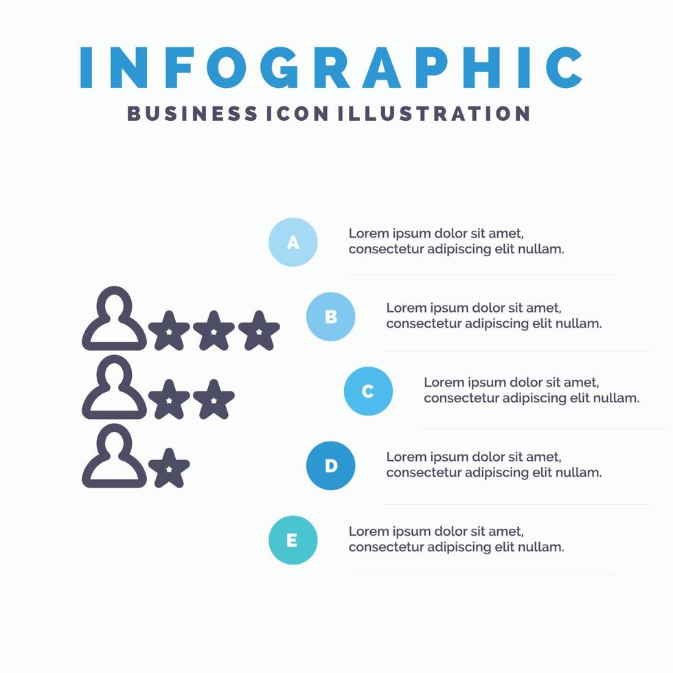 bedrijf baan vind netwerk lijn icoon met 5 stappen presentatie infographics achtergrond vector