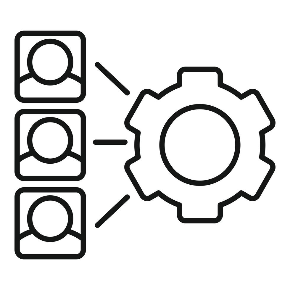 uitbesteden uitrusting systeem icoon, schets stijl vector