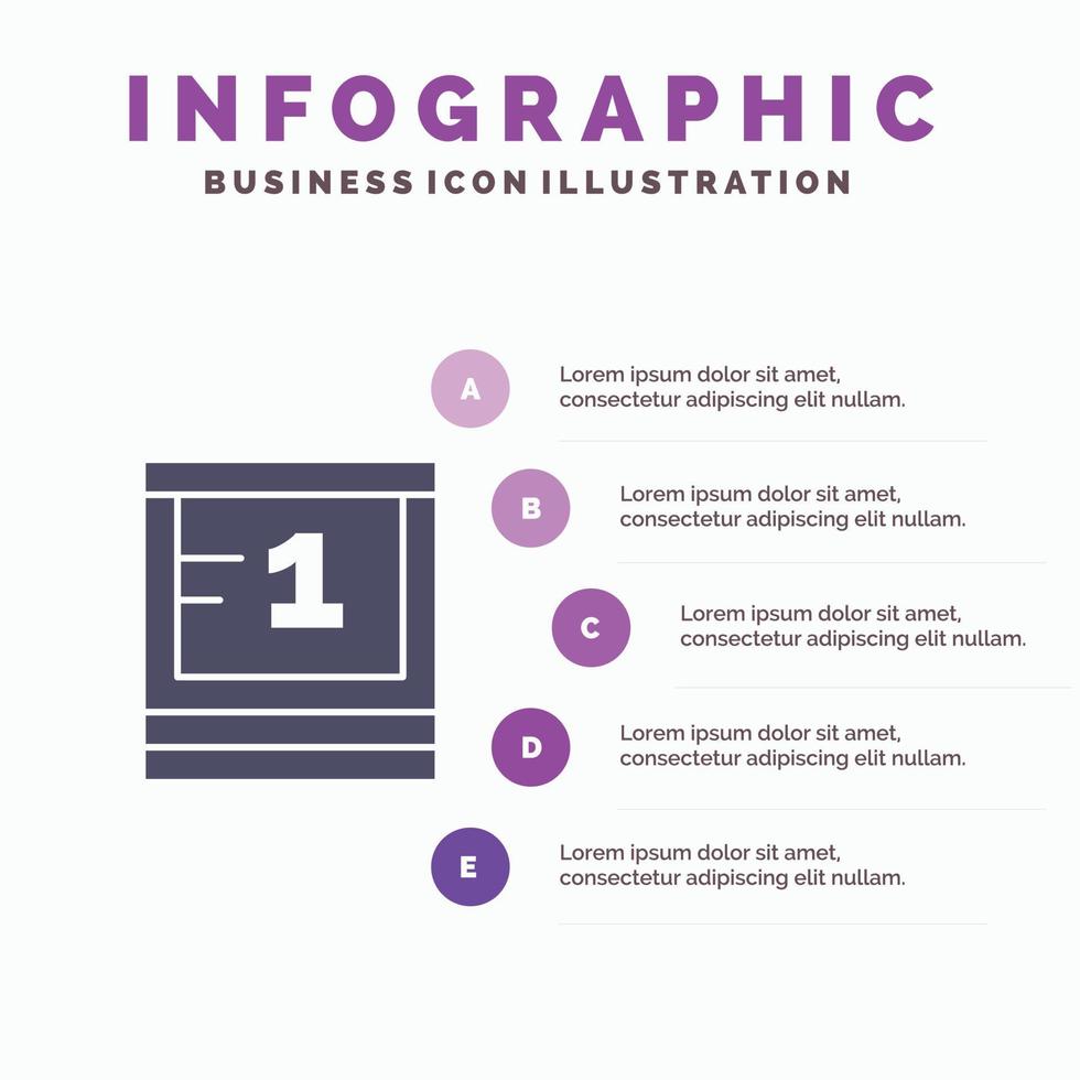 bord studie onderwijs school- solide icoon infographics 5 stappen presentatie achtergrond vector