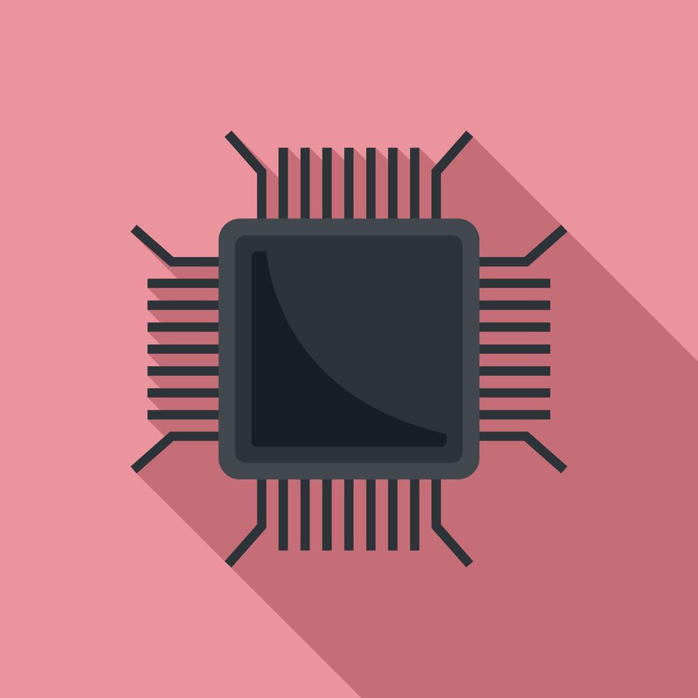 nanotechnologie pc microchip icoon, vlak stijl vector