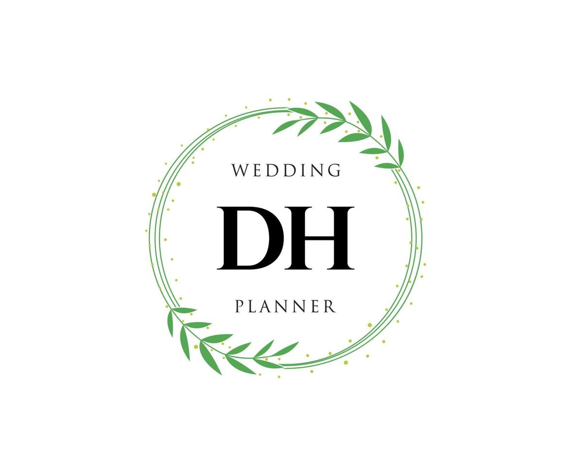 dh initialen brief bruiloft monogram logos verzameling, hand- getrokken modern minimalistisch en bloemen Sjablonen voor uitnodiging kaarten, opslaan de datum, elegant identiteit voor restaurant, boetiek, cafe in vector