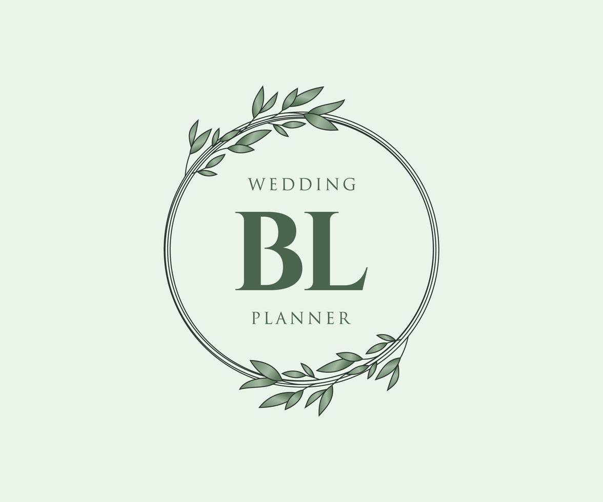 bl initialen brief bruiloft monogram logos verzameling, hand- getrokken modern minimalistisch en bloemen Sjablonen voor uitnodiging kaarten, opslaan de datum, elegant identiteit voor restaurant, boetiek, cafe in vector