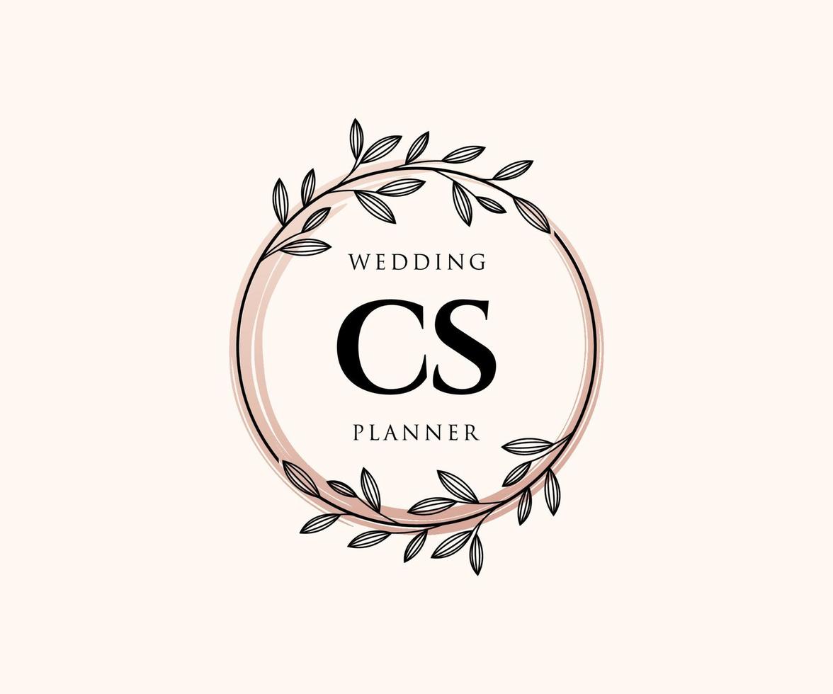 cs initialen brief bruiloft monogram logos verzameling, hand- getrokken modern minimalistisch en bloemen Sjablonen voor uitnodiging kaarten, opslaan de datum, elegant identiteit voor restaurant, boetiek, cafe in vector