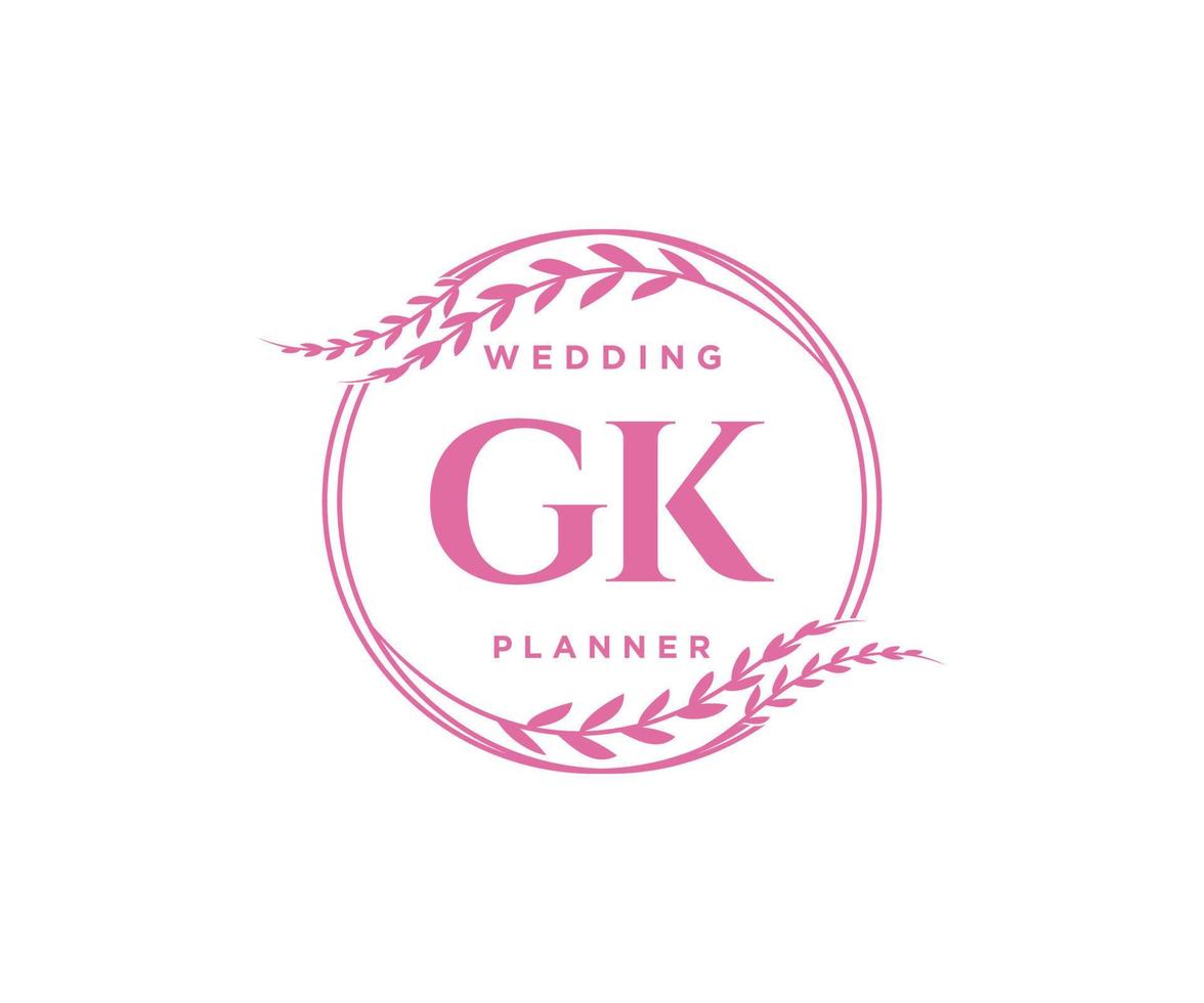 gk initialen brief bruiloft monogram logos verzameling, hand- getrokken modern minimalistisch en bloemen Sjablonen voor uitnodiging kaarten, opslaan de datum, elegant identiteit voor restaurant, boetiek, cafe in vector