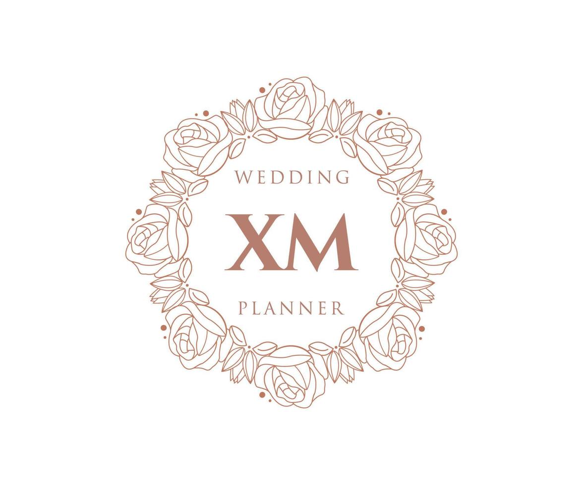 xm initialen brief bruiloft monogram logos verzameling, hand- getrokken modern minimalistisch en bloemen Sjablonen voor uitnodiging kaarten, opslaan de datum, elegant identiteit voor restaurant, boetiek, cafe in vector