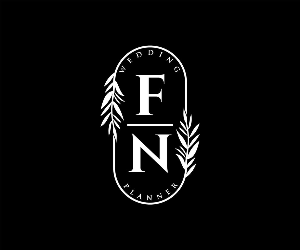 fn initialen brief bruiloft monogram logos verzameling, hand- getrokken modern minimalistisch en bloemen Sjablonen voor uitnodiging kaarten, opslaan de datum, elegant identiteit voor restaurant, boetiek, cafe in vector