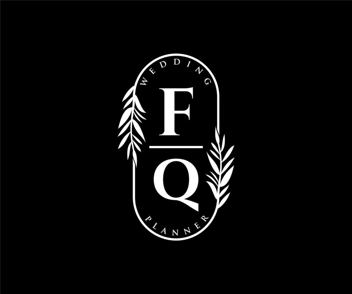 fq initialen brief bruiloft monogram logos verzameling, hand- getrokken modern minimalistisch en bloemen Sjablonen voor uitnodiging kaarten, opslaan de datum, elegant identiteit voor restaurant, boetiek, cafe in vector