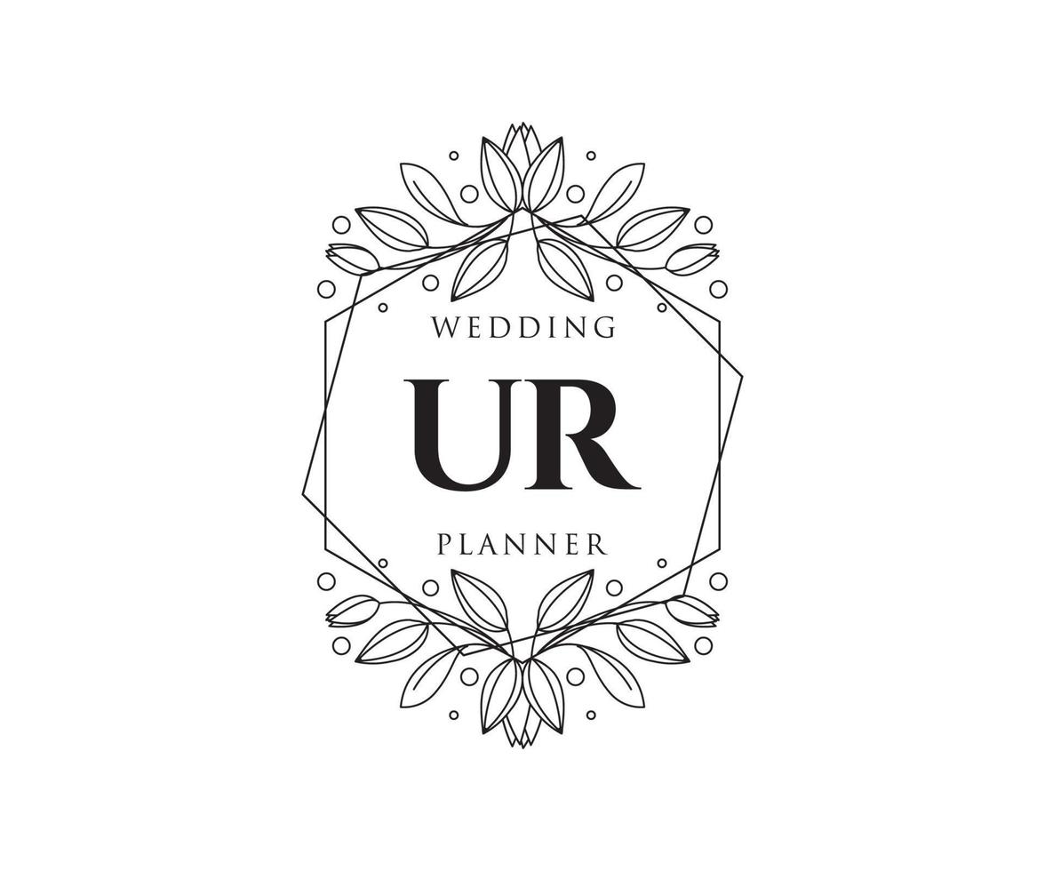 ur initialen brief bruiloft monogram logos verzameling, hand- getrokken modern minimalistisch en bloemen Sjablonen voor uitnodiging kaarten, opslaan de datum, elegant identiteit voor restaurant, boetiek, cafe in vector