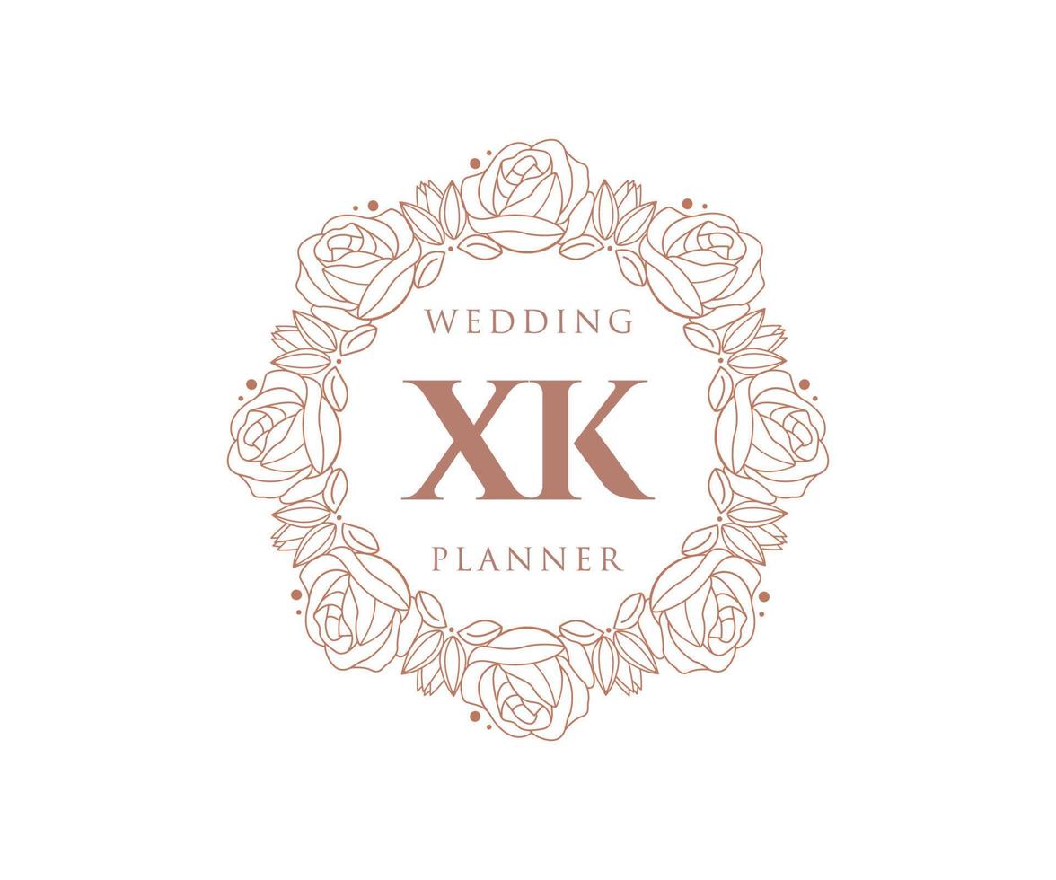 xk initialen brief bruiloft monogram logos verzameling, hand- getrokken modern minimalistisch en bloemen Sjablonen voor uitnodiging kaarten, opslaan de datum, elegant identiteit voor restaurant, boetiek, cafe in vector