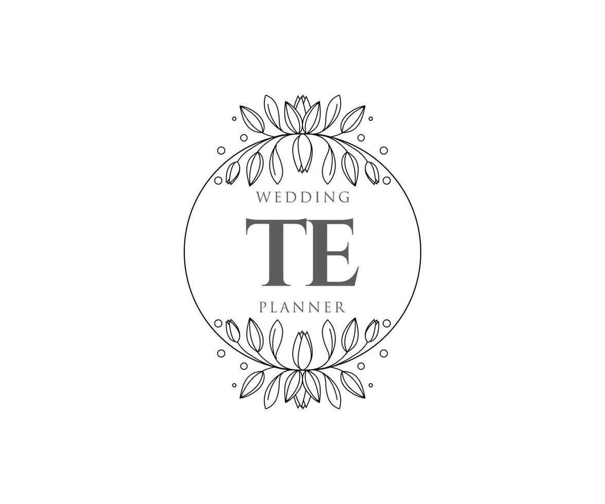 te initialen brief bruiloft monogram logos verzameling, hand- getrokken modern minimalistisch en bloemen Sjablonen voor uitnodiging kaarten, opslaan de datum, elegant identiteit voor restaurant, boetiek, cafe in vector