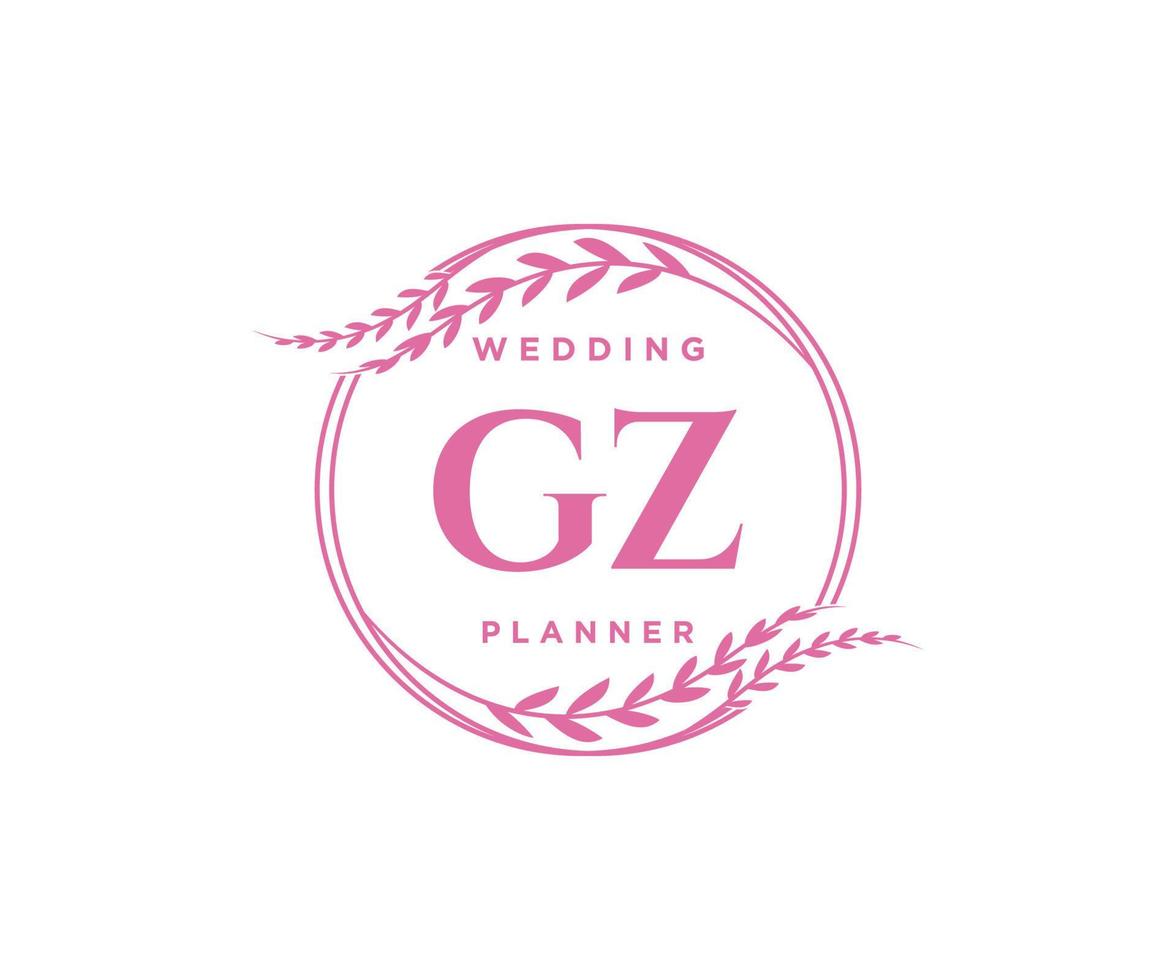 gz initialen brief bruiloft monogram logos verzameling, hand- getrokken modern minimalistisch en bloemen Sjablonen voor uitnodiging kaarten, opslaan de datum, elegant identiteit voor restaurant, boetiek, cafe in vector