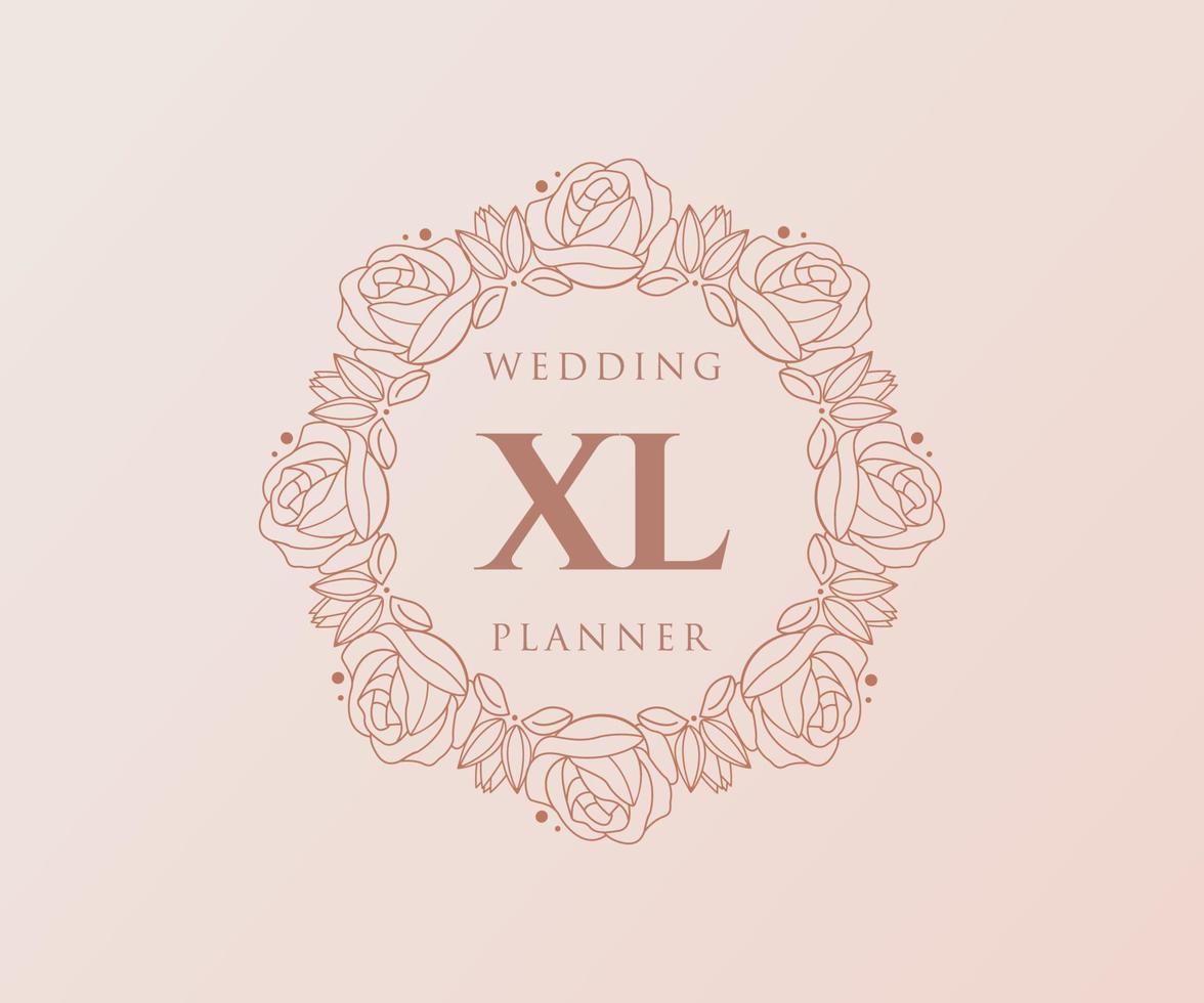 xl initialen brief bruiloft monogram logos verzameling, hand- getrokken modern minimalistisch en bloemen Sjablonen voor uitnodiging kaarten, opslaan de datum, elegant identiteit voor restaurant, boetiek, cafe in vector