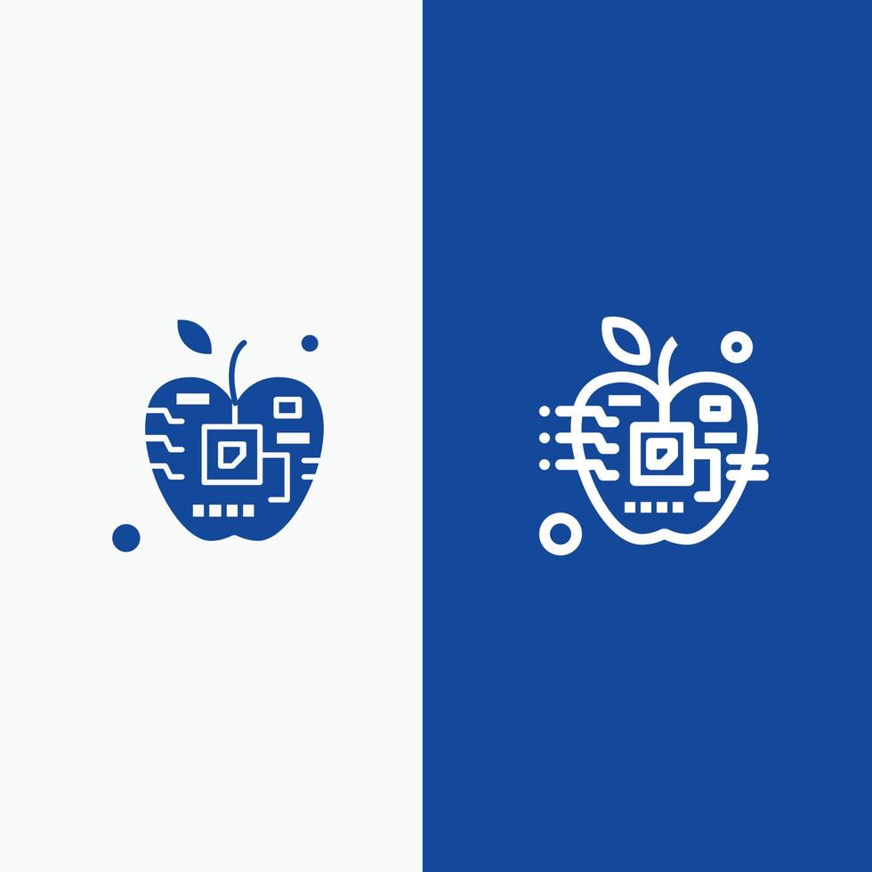 appel kunstmatig biologie digitaal elektronisch lijn en glyph solide icoon blauw banier lijn en glyph solide icoon blauw banier vector