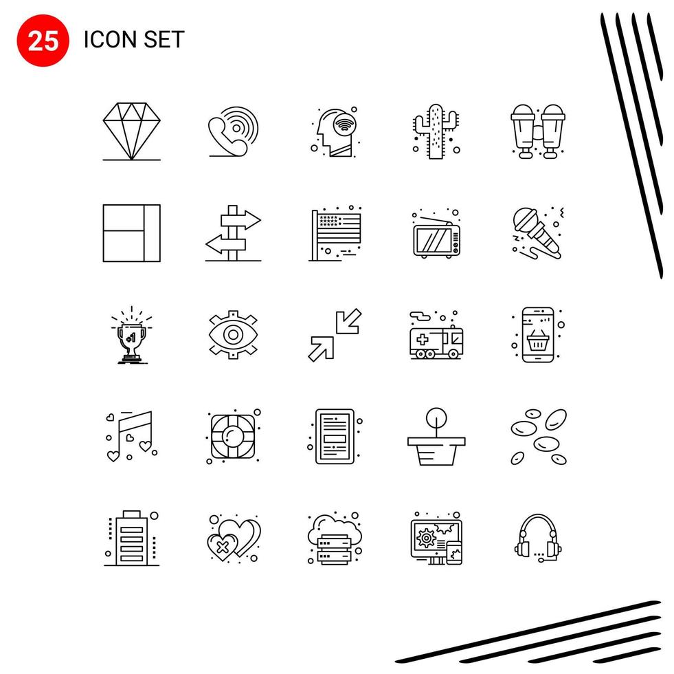 voorraad vector icoon pak van 25 lijn tekens en symbolen voor reizen kijker aansluiten landbouw cactus bewerkbare vector ontwerp elementen