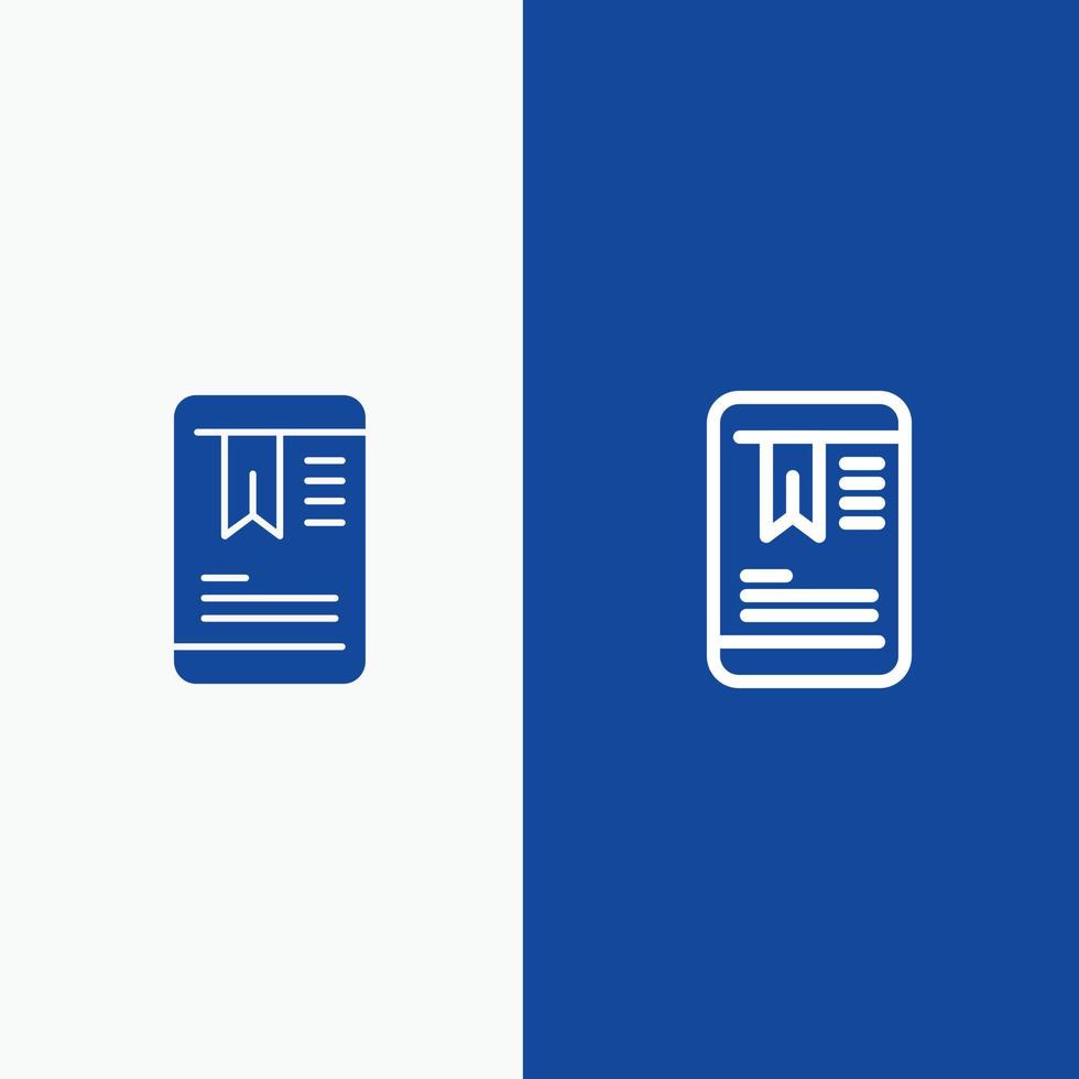 mobiel label eenonderwijs lijn en glyph solide icoon blauw banier lijn en glyph solide icoon blauw banier vector