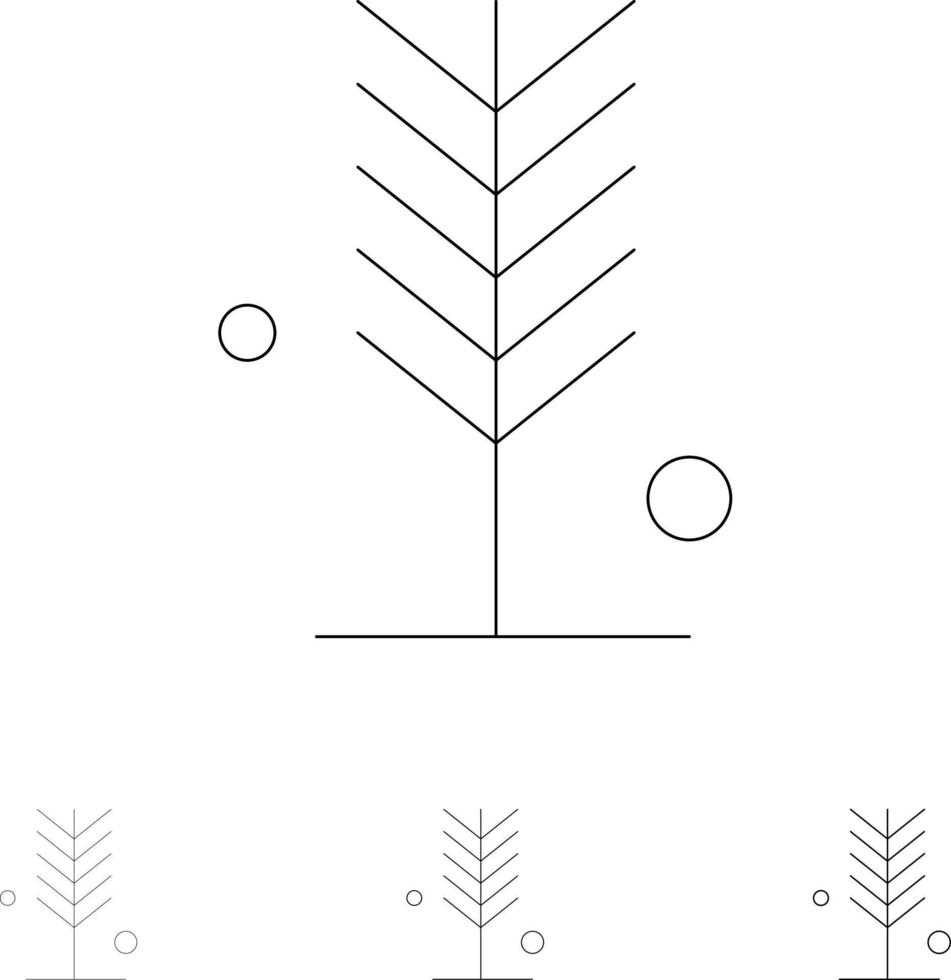 eco milieu natuur zomer boom stoutmoedig en dun zwart lijn icoon reeks vector