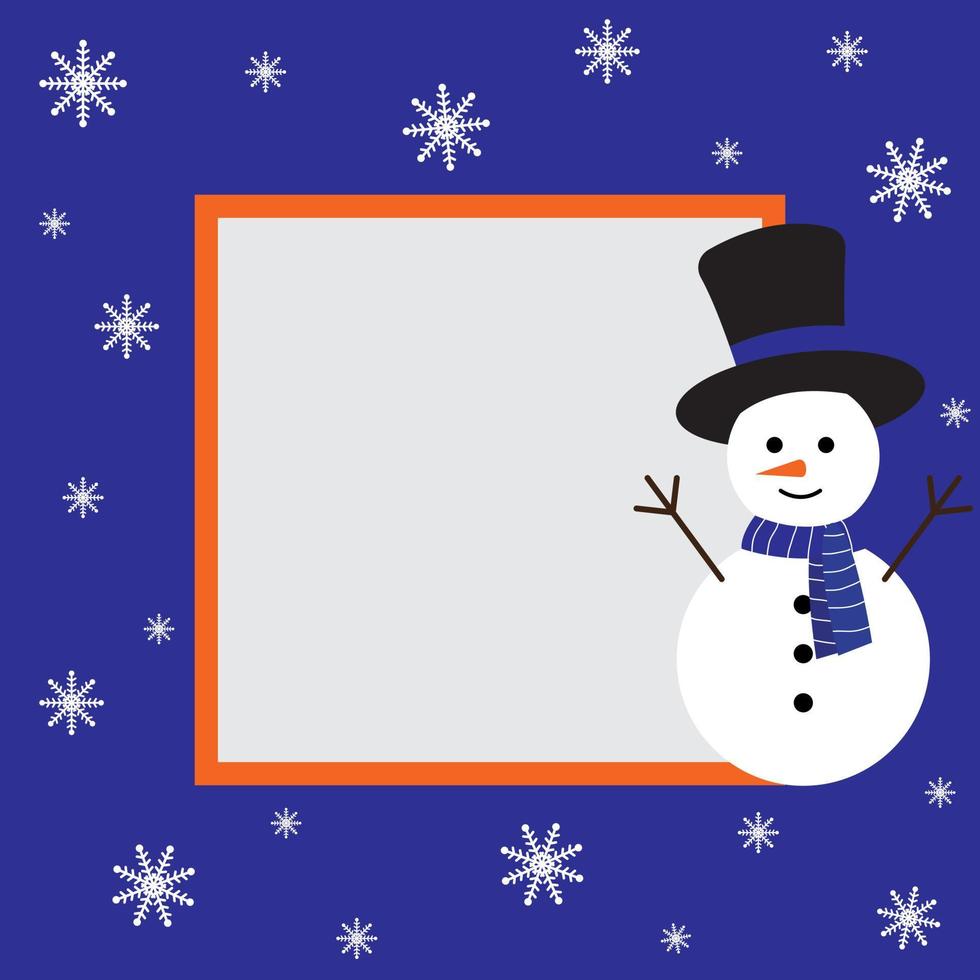 schattig Kerstmis kader met ruimte voor tekst of foto. feestelijk kader met een sneeuwman. vector illustratie