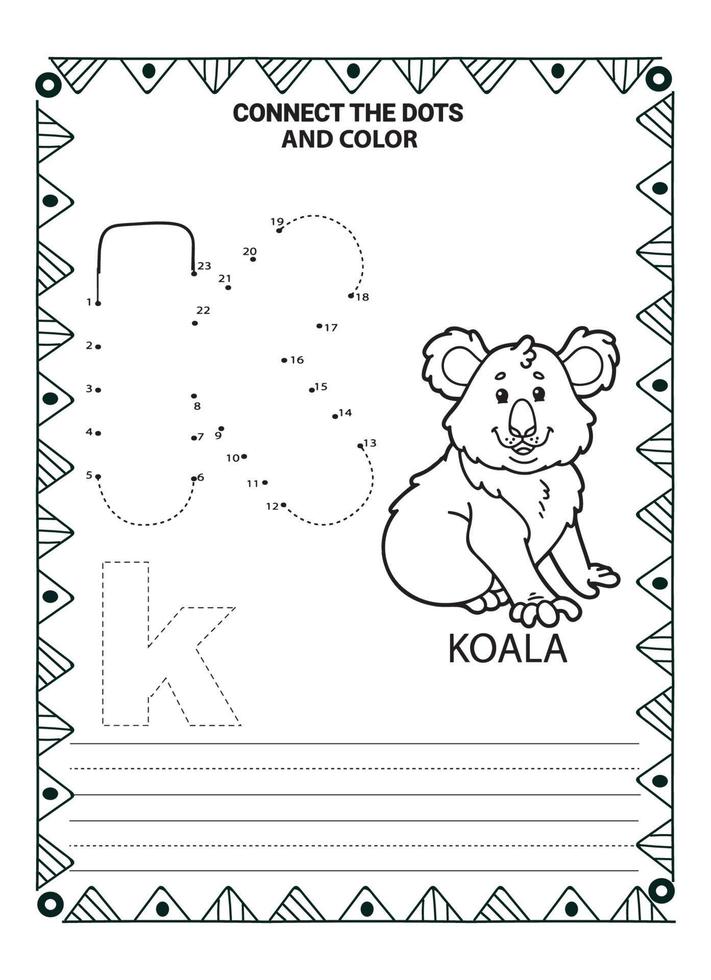alfabet Doen naar punt en kleur bladzijde voor kinderen en peuters vector
