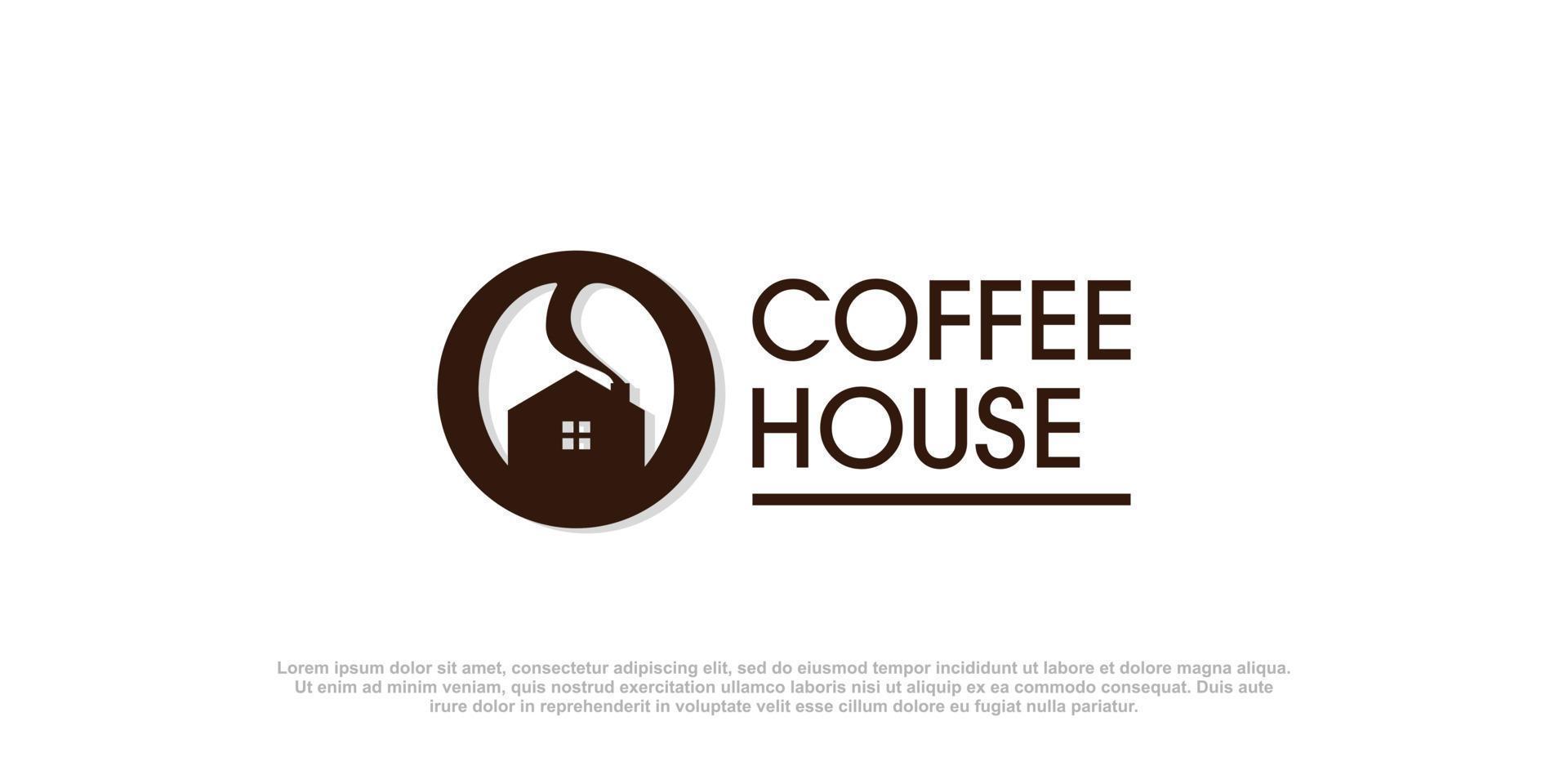 koffie huis logo ontwerp idee met creatief abstract concept vector