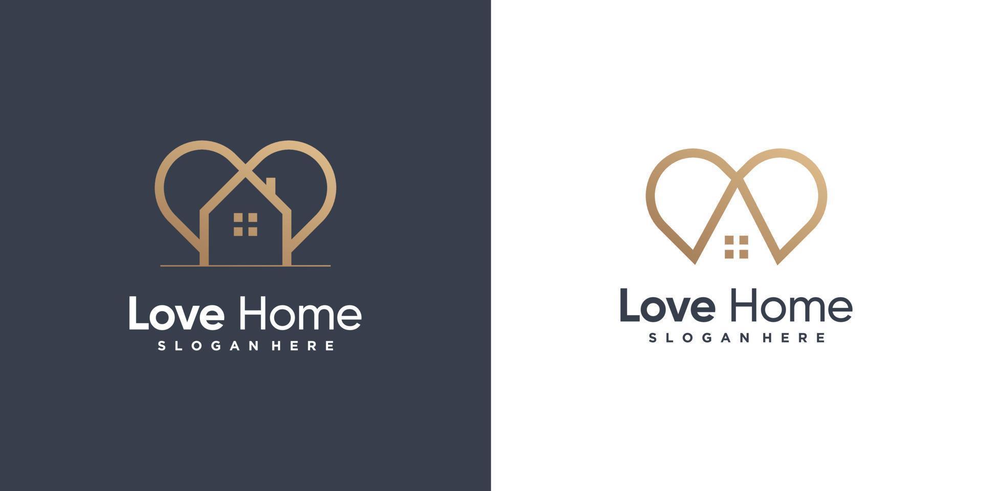 huis logo ontwerp met liefde concept vector