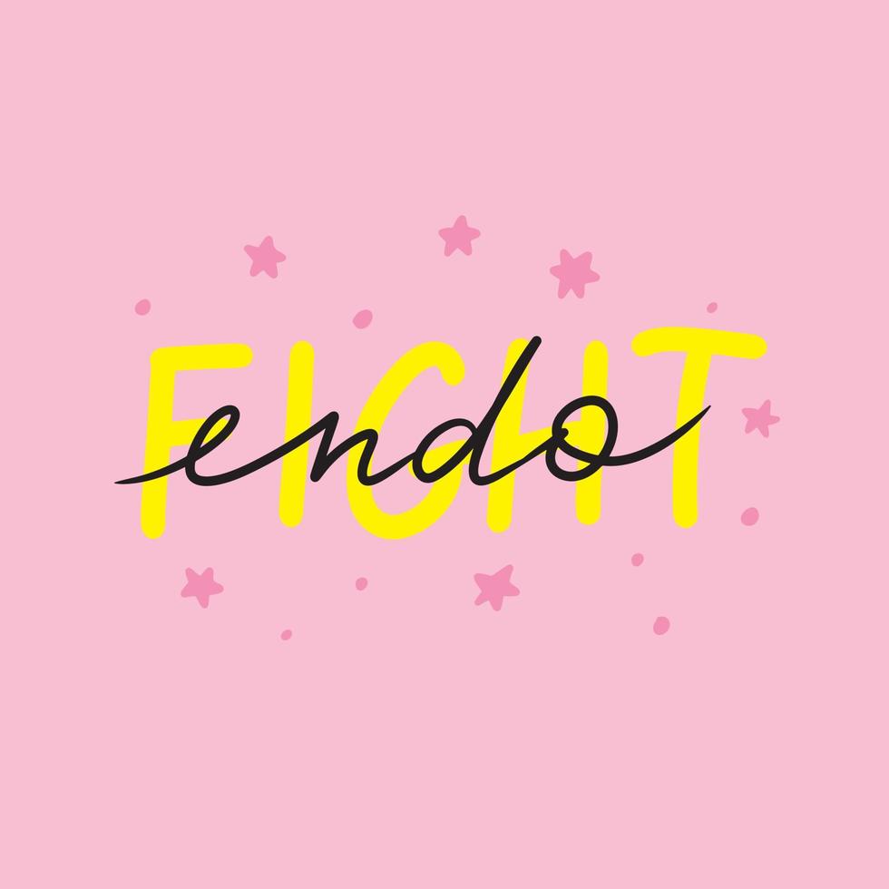 hand- getrokken belettering strijd endo. endometriose bewustzijn maand - maart vector