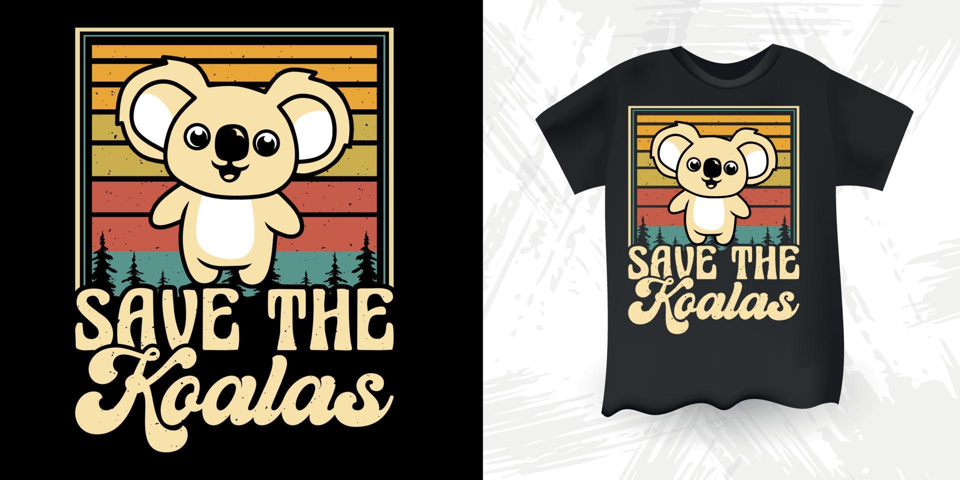 opslaan de koala's grappig schattig koala beer retro wijnoogst koala t-shirt ontwerp vector