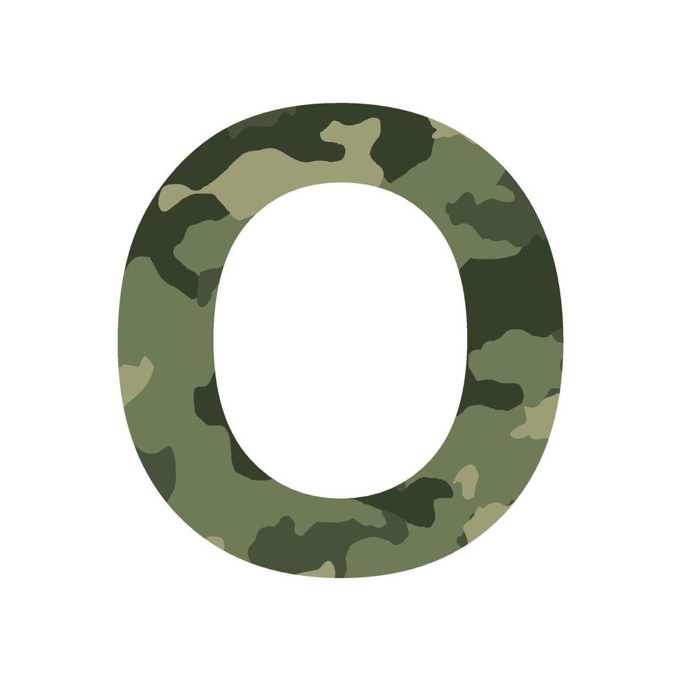 Engels alfabet brief O, khaki stijl geïsoleerd Aan wit achtergrond - vector
