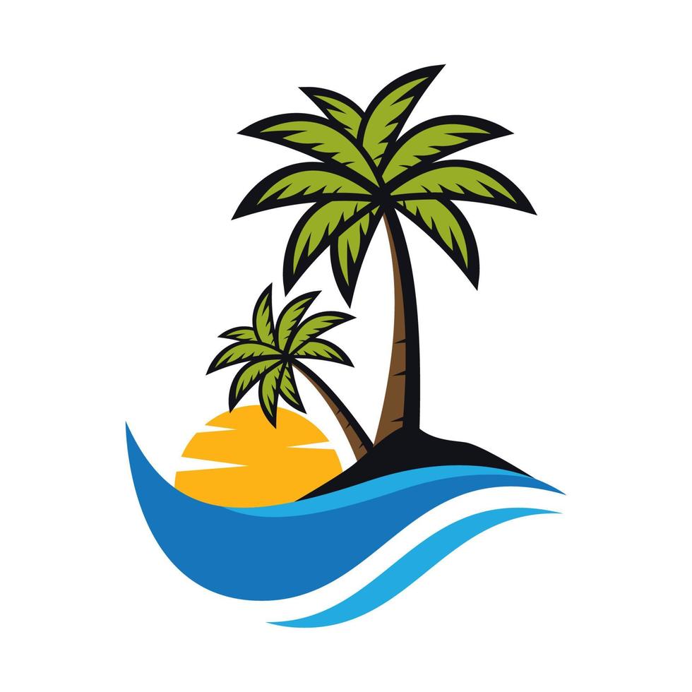 sunset beach logo afbeeldingen vector