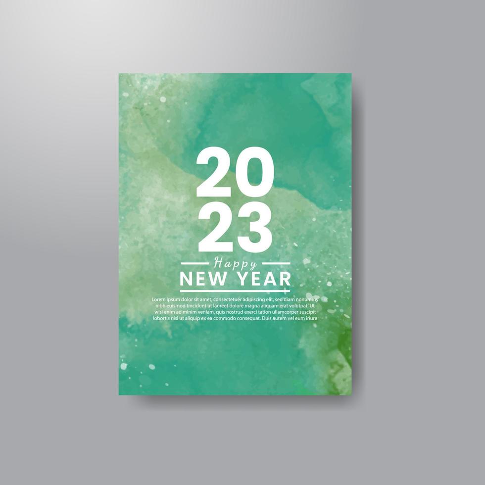 gelukkig nieuw jaar 2023 kaart sjabloon met waterverf achtergrond vector