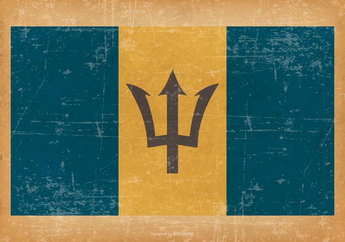 Grunge Stijl Vlag van Barbados vector