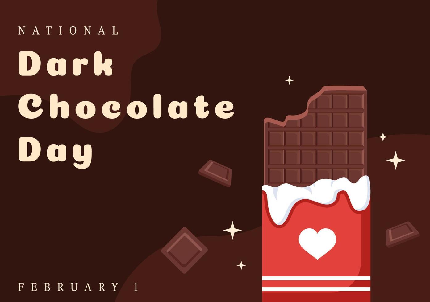 wereld donker chocola dag Aan februari 1e voor de Gezondheid en geluk dat Choco brengt in vlak stijl tekenfilm hand- getrokken Sjablonen illustratie vector