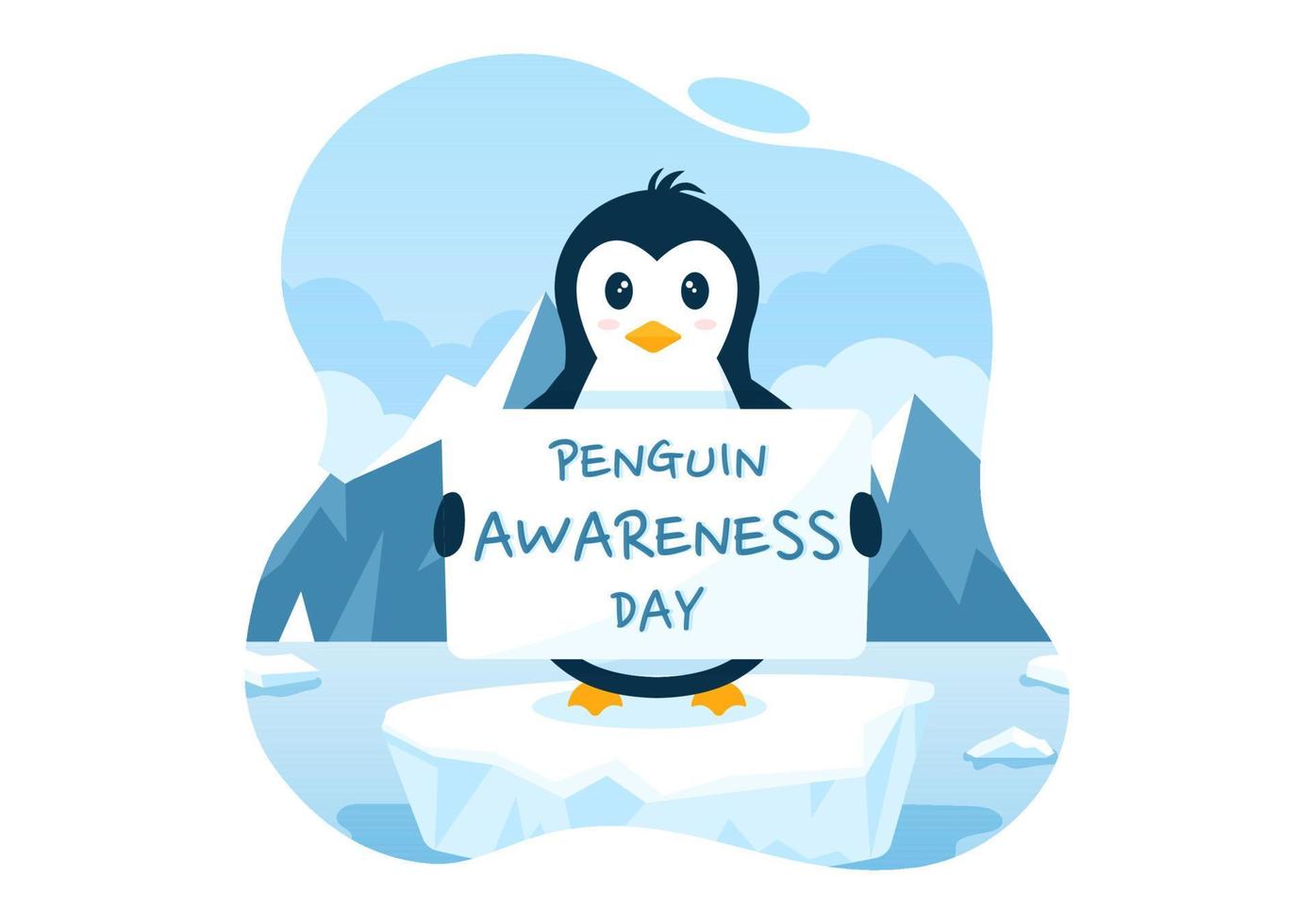 gelukkig pinguïn bewustzijn dag Aan januari 20e naar in stand houden de pinguïns bevolking en natuurlijk leefgebied in vlak tekenfilm hand- getrokken Sjablonen illustratie vector