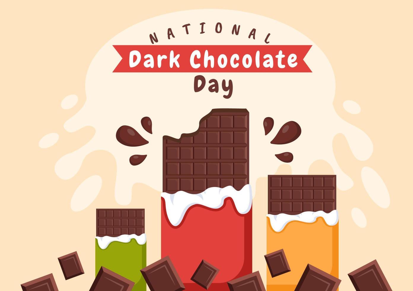 wereld donker chocola dag Aan februari 1e voor de Gezondheid en geluk dat Choco brengt in vlak stijl tekenfilm hand- getrokken Sjablonen illustratie vector