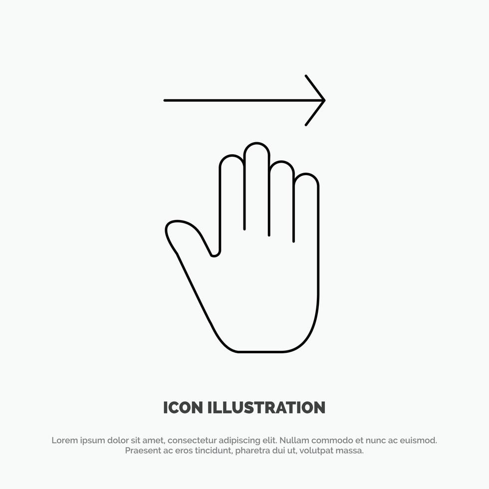 hand- pijl gebaren Rechtsaf lijn icoon vector