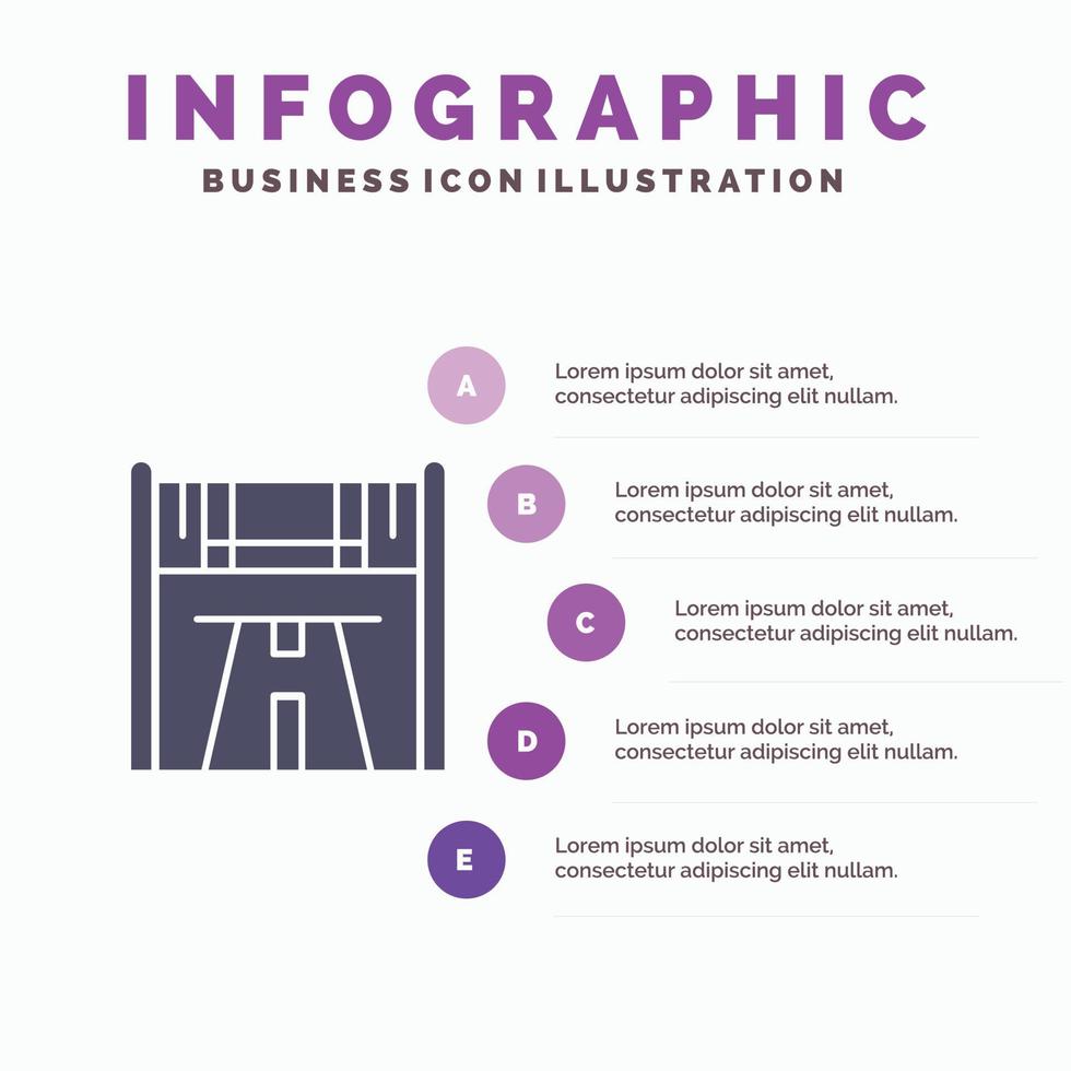 controlepost begin ras weg solide icoon infographics 5 stappen presentatie achtergrond vector