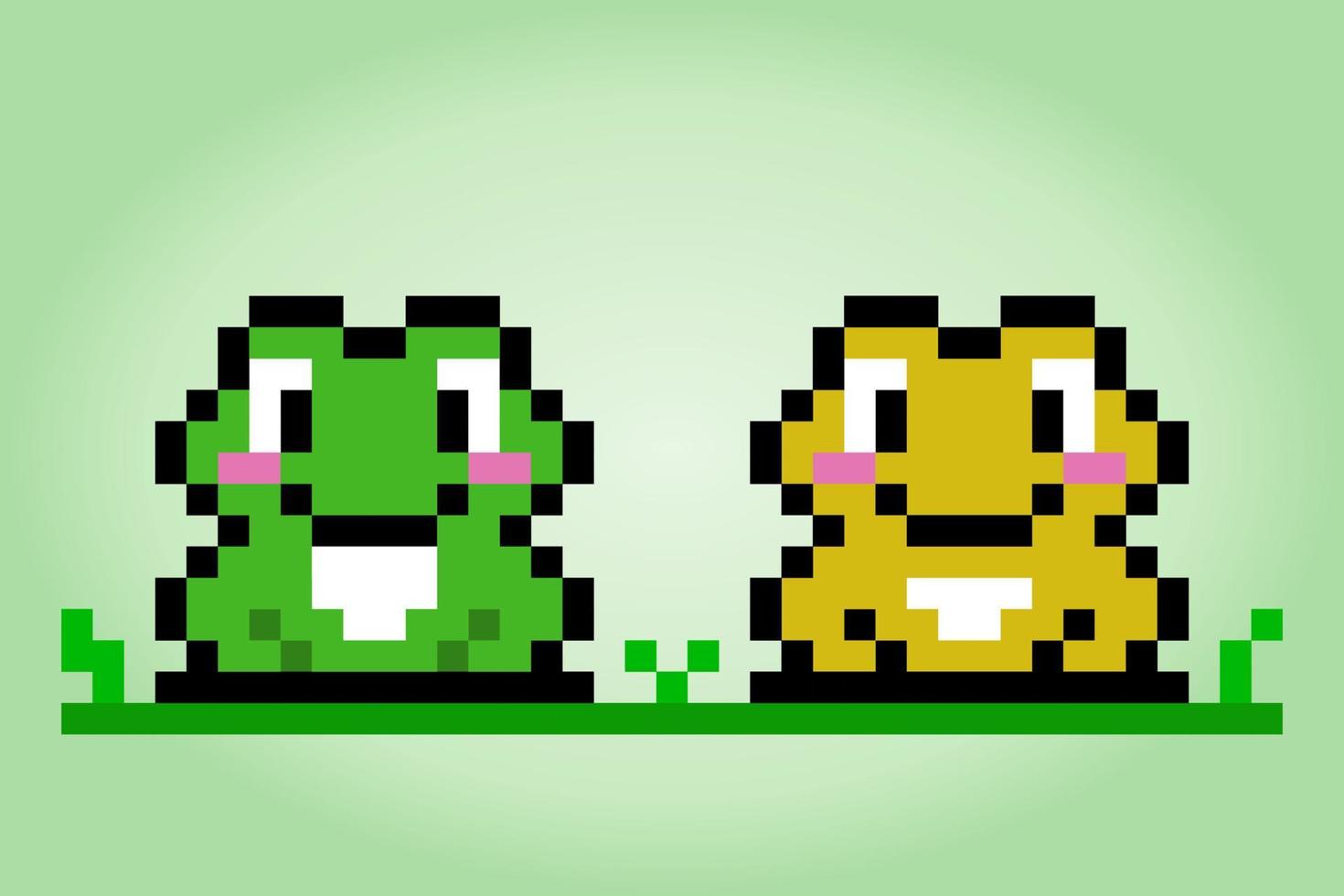 8-bit pixel van kikker. dier in vectorillustratie voor kruissteek en spelactiva. vector