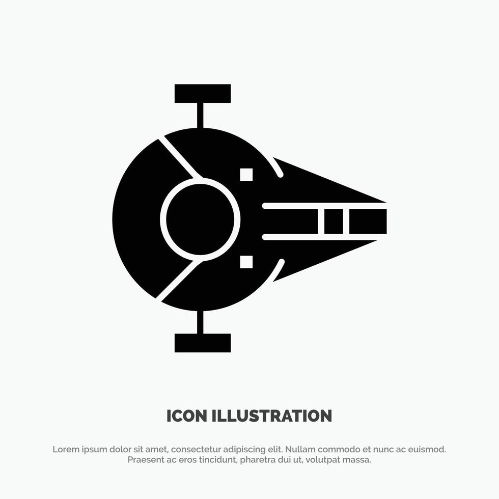 kruiser vechter onderschepper schip ruimtevaartuig solide glyph icoon vector